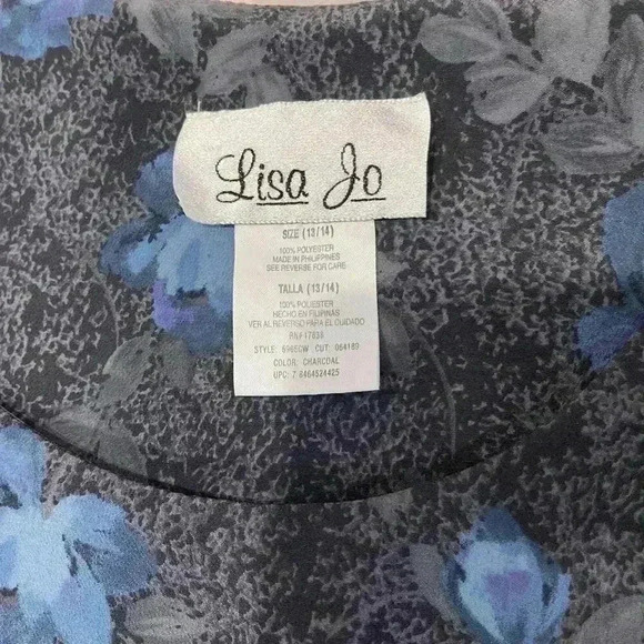 Vintage 90s Lisa Jo Sleeveless Blue Floral Maxi Dress Womens Size 13/14 Tie Back - Picture 3 of 6